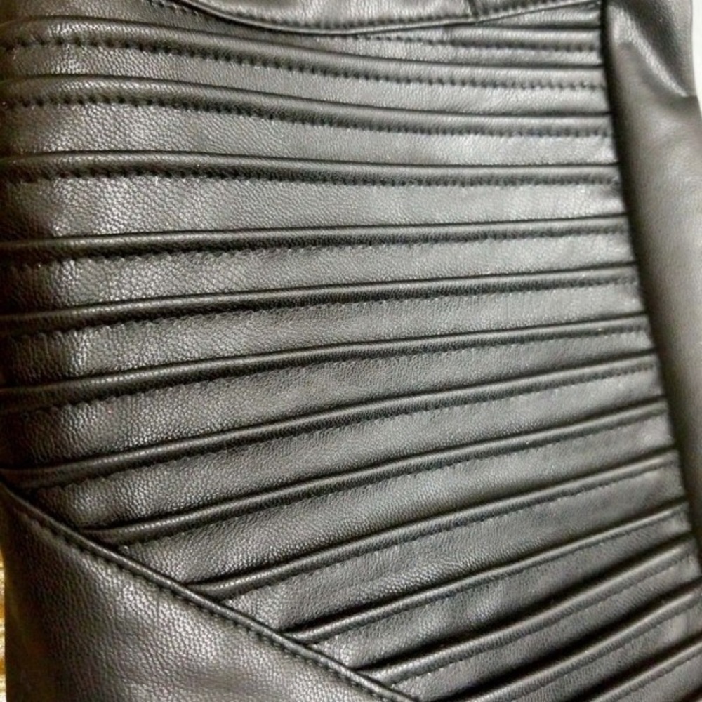 Moto Faux Leather Black Leggings - Picture 3 of 8